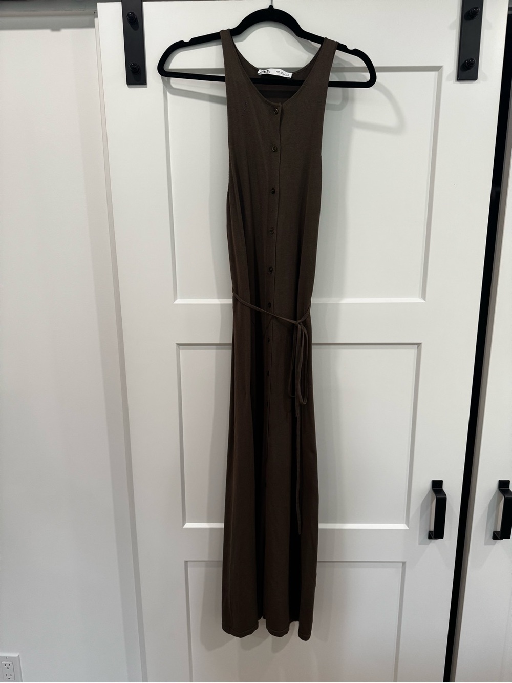 Zara Brown Sleeveless Button-Front Maxi Dress